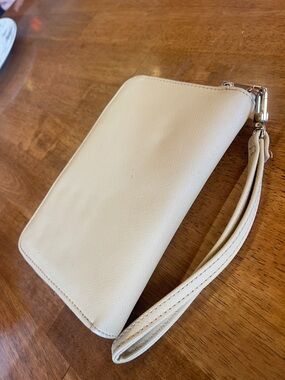 Cream Wristlet Clutch Wallet